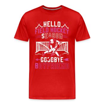 Hockey sur gazon Bonjour Hockey sur gazon - T-shirt bio Premium Homme - rouge - Devant - Damien (186cm)