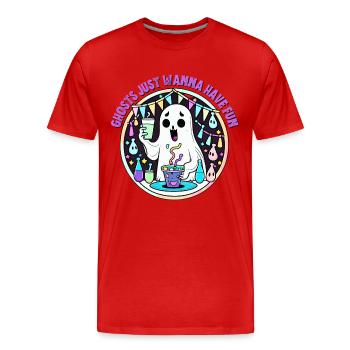 Les fantômes veulent juste s’amuser - T-shirt bio Premium Homme - rouge - Devant - Damien (186cm)