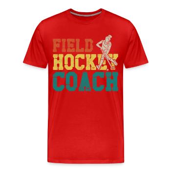 Field Hockey Coach Field Hockey - Men's Premium Organic T-Shirt - red - Front - Damien (186cm)