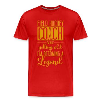 Field Hockey Coach Field Hockey - Men's Premium Organic T-Shirt - red - Front - Damien (186cm)