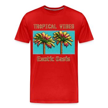 TROPICAL VIBES Exotic Haven - Men's Premium Organic T-Shirt - red - Front - Damien (186cm)