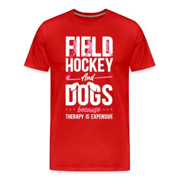 Field Hockey Dog Field Hockey And - Men's Premium Organic T-Shirt - red - Front - Damien (186cm)