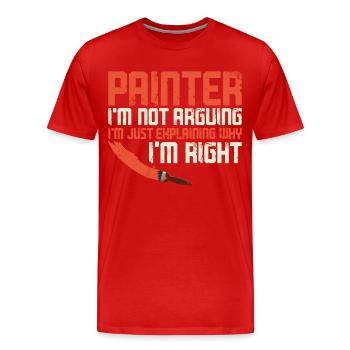 Peintre en bâtiment Peintre décorateur Peintre - T-shirt bio Premium Homme - rouge - Devant - Damien (186cm)