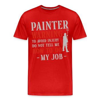 Peintre en bâtiment Peintre décorateur Peintre - T-shirt bio Premium Homme - rouge - Devant - Damien (186cm)
