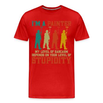 Peintre en bâtiment Décorateur Je suis un - T-shirt bio Premium Homme - rouge - Devant - Damien (186cm)
