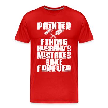 Peintre en bâtiment Peintre décorateur Peintre - T-shirt bio Premium Homme - rouge - Devant - Damien (186cm)