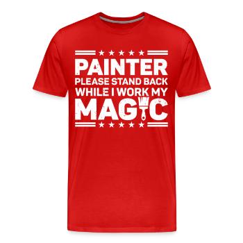Peintre en bâtiment Peintre décorateur Peintre - T-shirt bio Premium Homme - rouge - Devant - Damien (186cm)