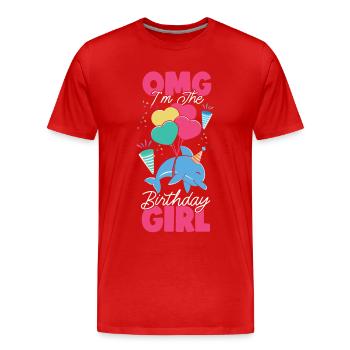 Dauphin Anniversaire Omg Je suis le - T-shirt bio Premium Homme - rouge - Devant - Damien (186cm)