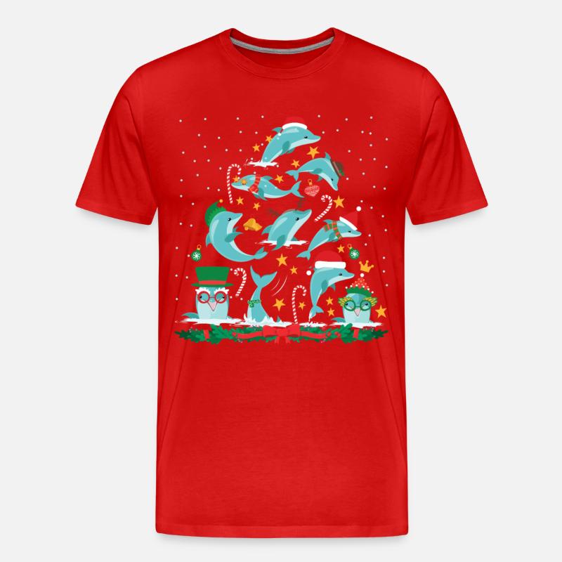 Dolphin Christmas Tree - Männer Premium Bio T-Shirt - Rot