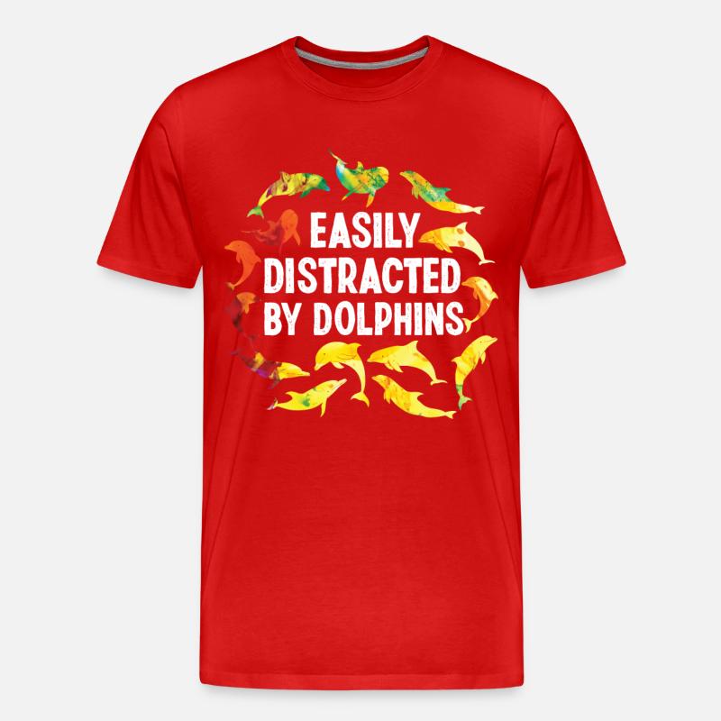 Dolphin Easily Distracted By - Männer Premium Bio T-Shirt - Rot