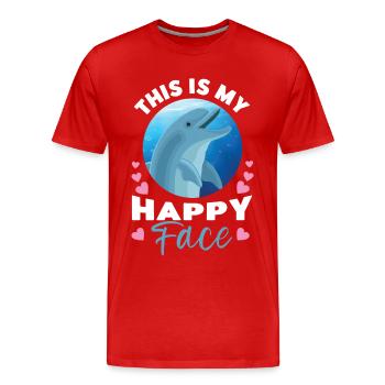 Dauphin C’est mon visage heureux - T-shirt bio Premium Homme - rouge - Devant - Damien (186cm)