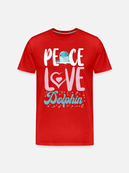 Dolphin Peace Love Dolphin - Men's Premium Organic T-Shirt - red