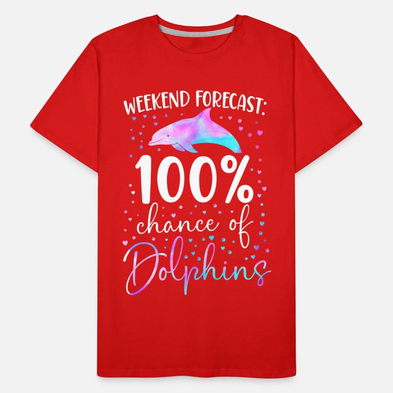 Dolphin Weekend Forecast: 100% Men's Premium Organic T-Shirt