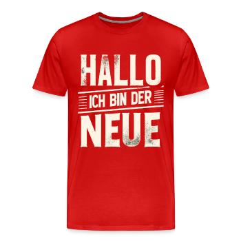 Neuer Job erster Arbeitstag Vorstellung Arbeit - Männer Premium Bio T-Shirt - Rot - Vorne - Damien (186cm)