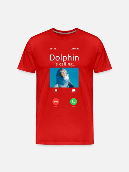 Dolphin Phone Display Dolphin Is - Men's Premium Organic T-Shirt - red