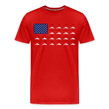 Dolphin American Flag - Men's Premium Organic T-Shirt - red - Front - Damien (186cm)