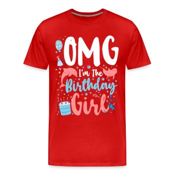 Dauphin Anniversaire Omg Je suis le - T-shirt bio Premium Homme - rouge - Devant - Damien (186cm)
