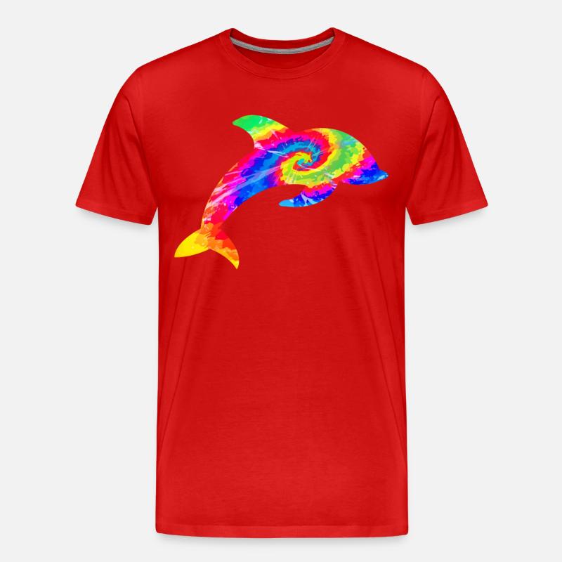 Dolphin Tie Dye - Männer Premium Bio T-Shirt - Rot