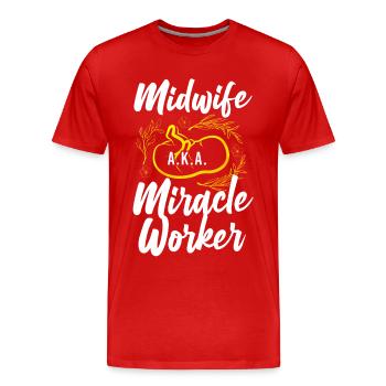 Infirmière sage-femme accoucheuse Sage-femme - T-shirt bio Premium Homme - rouge - Devant - Damien (186cm)