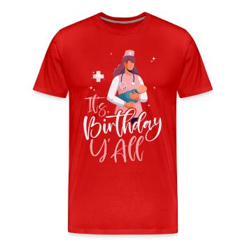 LD Labour And Delivery Nurse - Men's Premium Organic T-Shirt - red - Front - Damien (186cm)
