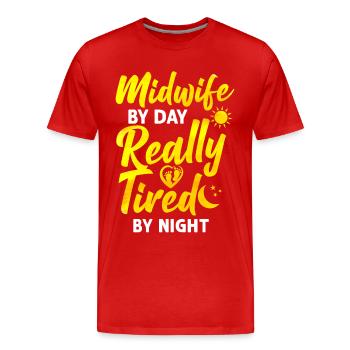 Infirmière sage-femme accoucheuse Sage-femme - T-shirt bio Premium Homme - rouge - Devant - Damien (186cm)