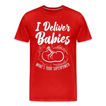 LD Labour And Delivery Nurse - Men's Premium Organic T-Shirt - red - Front - Damien (186cm)