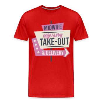 Infirmière sage-femme accoucheuse Sage-femme - T-shirt bio Premium Homme - rouge - Devant - Damien (186cm)