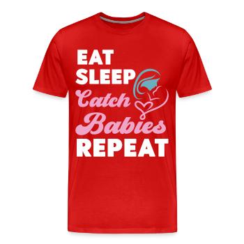 LD Labour And Delivery Nurse - Men's Premium Organic T-Shirt - red - Front - Damien (186cm)