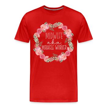Infirmière sage-femme accoucheuse Sage-femme - T-shirt bio Premium Homme - rouge - Devant - Damien (186cm)
