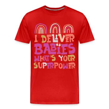 LD Labour And Delivery Nurse - Men's Premium Organic T-Shirt - red - Front - Damien (186cm)