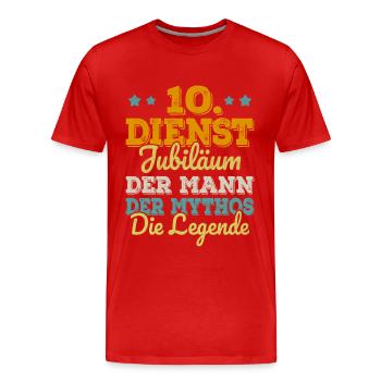 10 Jähriges Dienstjubiläum Firmenjubiläum Geschenk - Männer Premium Bio T-Shirt - Rot - Vorne - Damien (186cm)