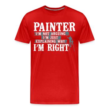 Peintre en bâtiment Peintre décorateur Peintre - T-shirt bio Premium Homme - rouge - Devant - Damien (186cm)