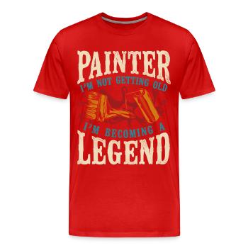 Peintre en bâtiment Peintre décorateur Peintre - T-shirt bio Premium Homme - rouge - Devant - Damien (186cm)