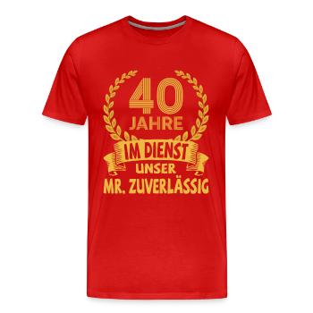 Cadeau d’anniversaire de l’entreprise 40 ans de service - T-shirt bio Premium Homme - rouge - Devant - Damien (186cm)