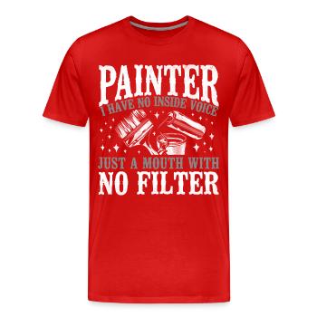 Peintre en bâtiment Peintre Décorateur I - T-shirt bio Premium Homme - rouge - Devant - Damien (186cm)