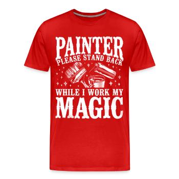 Peintre en bâtiment Peintre décorateur Peintre - T-shirt bio Premium Homme - rouge - Devant - Damien (186cm)