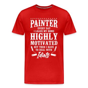 Peintre en bâtiment Peintre décorateur Peintre - T-shirt bio Premium Homme - rouge - Devant - Damien (186cm)