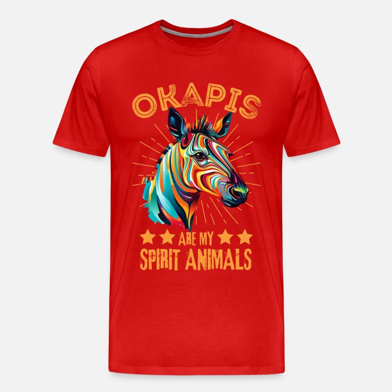 Buntes Okapi Farbkleckse Farbspritzer - Männer Premium Bio T-Shirt - Rot
