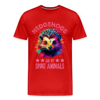 Bunter Igel Farbkleckse Farbspritzer - Männer Premium Bio T-Shirt - Rot - Vorne - Damien (186cm)