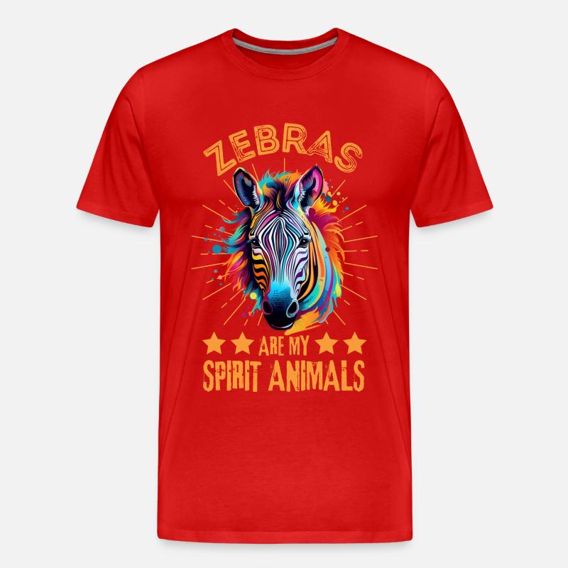 Buntes Zebra Farbkleckse Farbspritzer - Männer Premium Bio T-Shirt - Rot
