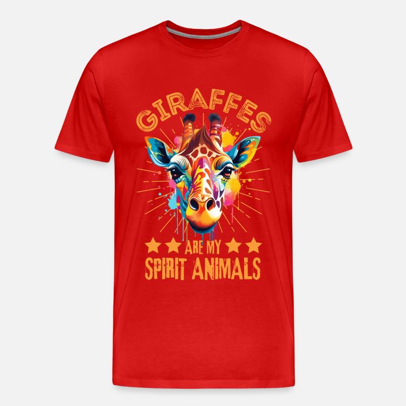 Bunte Giraffe Farbkleckse Farbspritzer - Männer Premium Bio T-Shirt - Rot