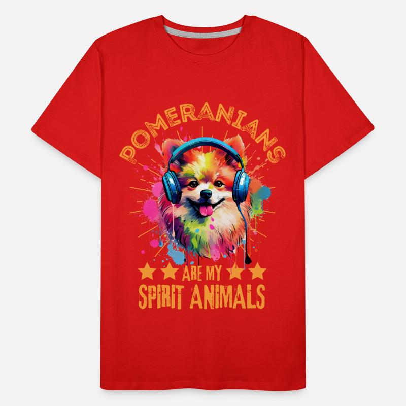 Bunter Zwergspitz mit Kopfhörer Männer Premium Bio T-Shirt