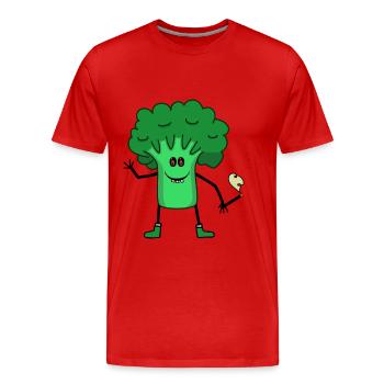 Brocoli Légumes Ados Fumer Joint Canabis - T-shirt bio Premium Homme - rouge - Devant - Damien (186cm)
