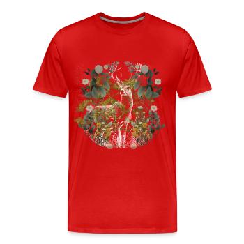 Natur Hirsch Geweih Rotwild Waldtier Schweden Reh - Männer Premium Bio T-Shirt - Rot - Vorne - Damien (186cm)