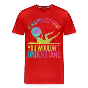 Pilates Instructor Teacher - Männer Premium Bio T-Shirt - Rot - Vorne - Damien (186cm)