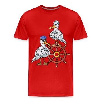 Volant Seafarer Cruise Seagulls Captain Voyage - T-shirt bio Premium Homme - rouge - Devant - Damien (186cm)