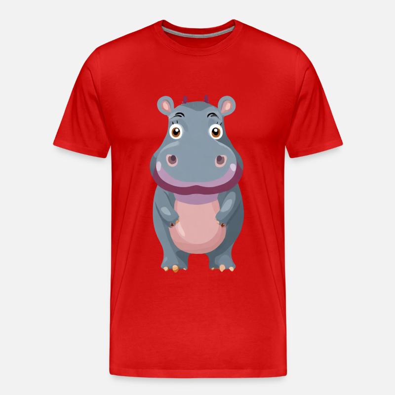 Niedliches Nilpferd - Männer Premium Bio T-Shirt - Rot