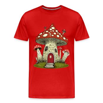 imaginative mushroom house - Men's Premium Organic T-Shirt - red - Front - Damien (186cm)