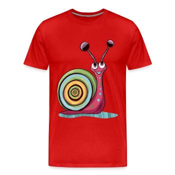 Escargot mignon - T-shirt bio Premium Homme - rouge - Devant - Damien (186cm)
