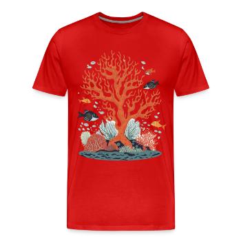Récif corallien avec des poissons - T-shirt bio Premium Homme - rouge - Devant - Damien (186cm)